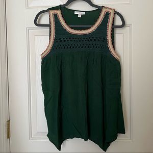 LC Lauren Conrad Green Mixed Fabric Tank XL